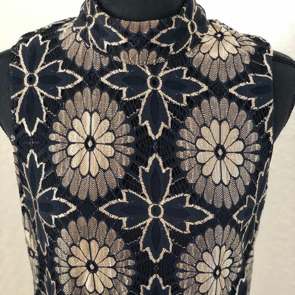 Sleeveless Black and Gold Dress
